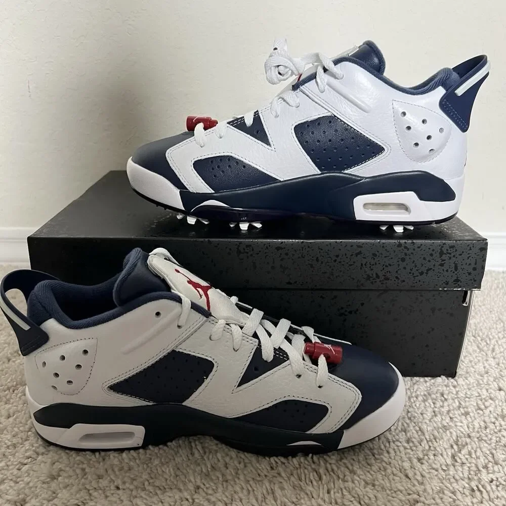 Nike Air Jordan Retro 6 G NRG Golf Shoes White/Navy DV1376-101 Men Size 7.5 New